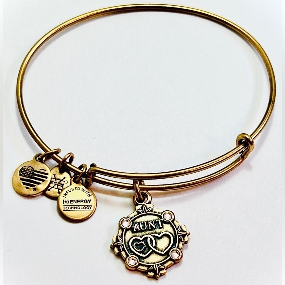 Alex and Ani “Aunt” with Crystals Expandable Charm Bracelet, Gold …